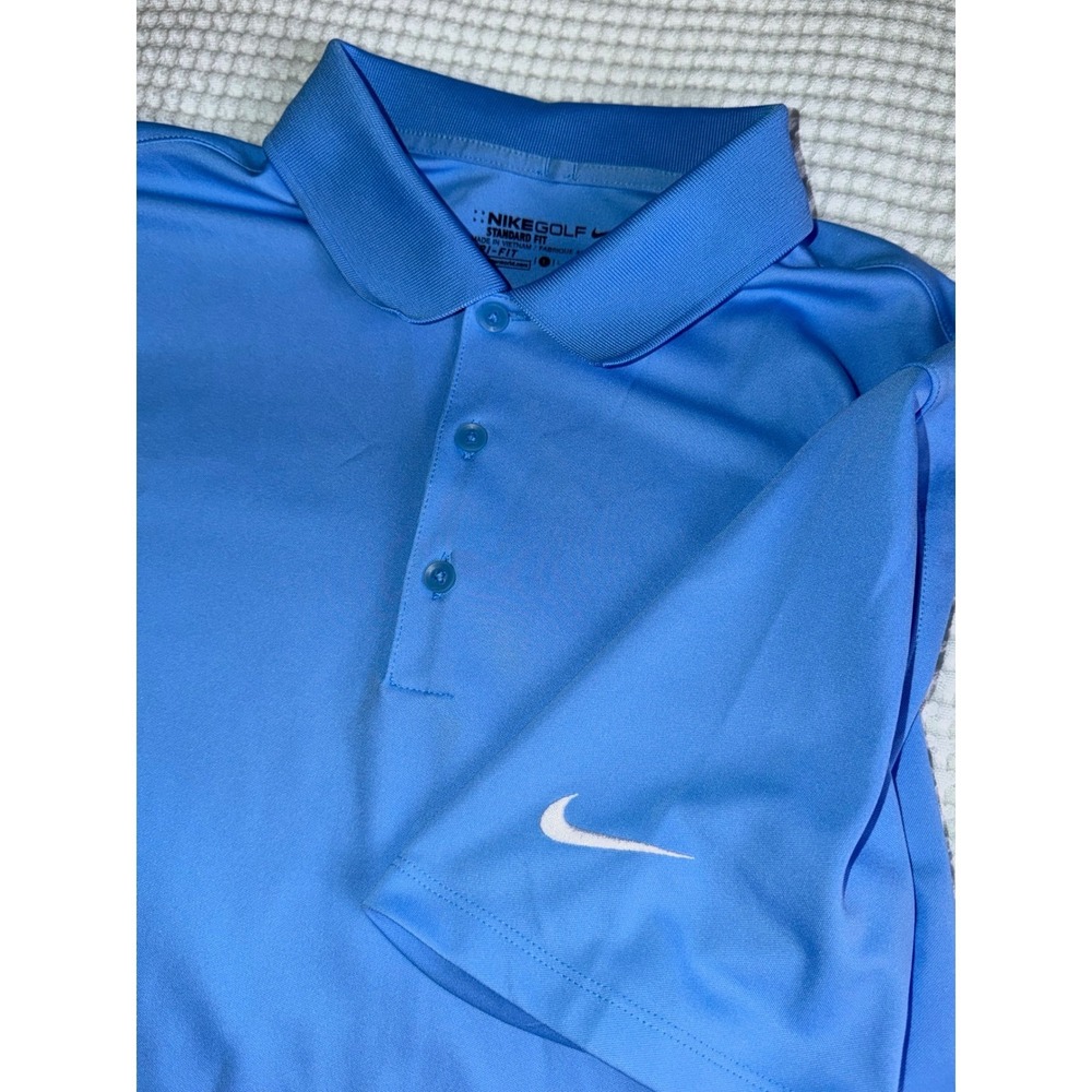 Nike Golf Polo Shirt Mens Large Blue Dri-Fit Standard Fit Short Sleeve